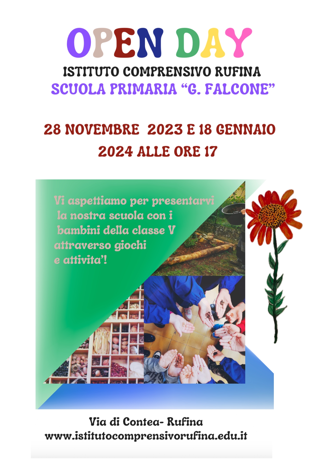 Locandina Open Day Scuola Primaria G. Falcone - Contea