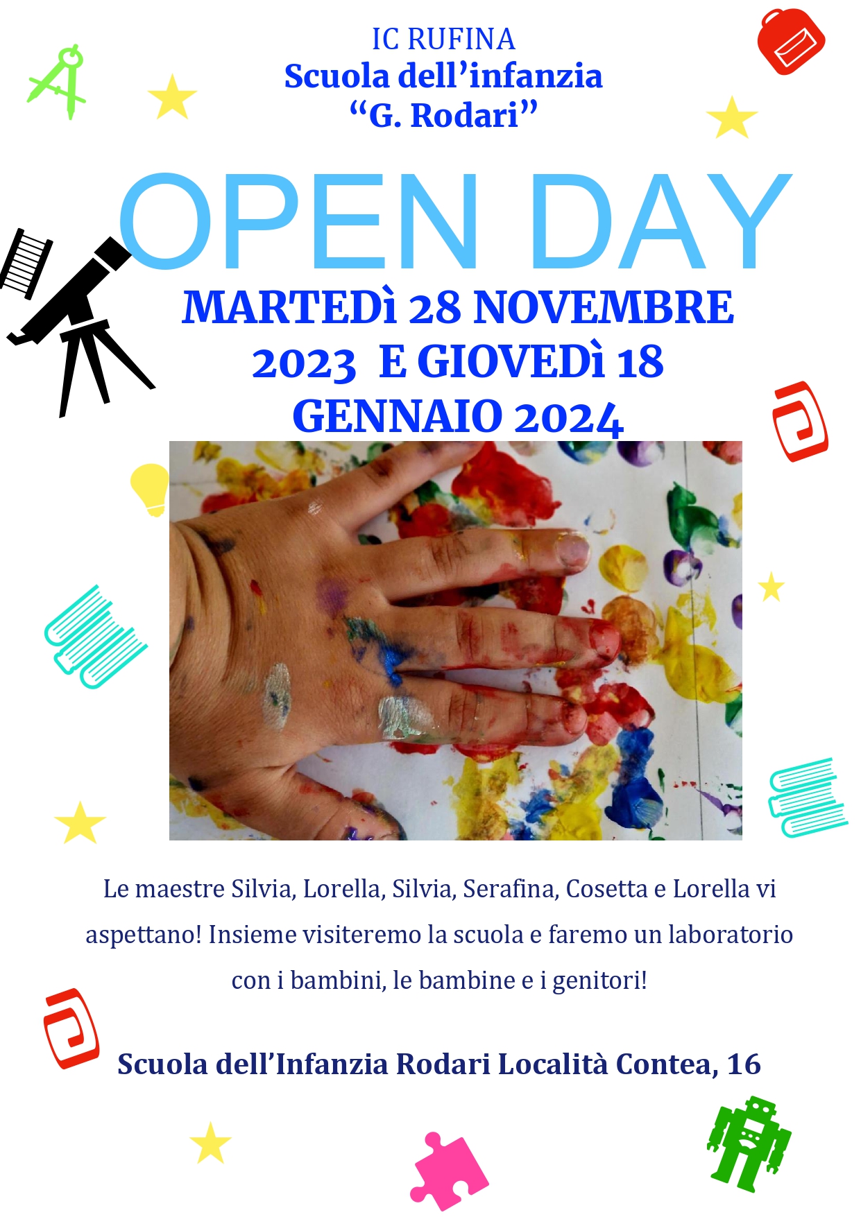 Locandina Open Day Scuola dell'Infanzia G. Rodari - Contea